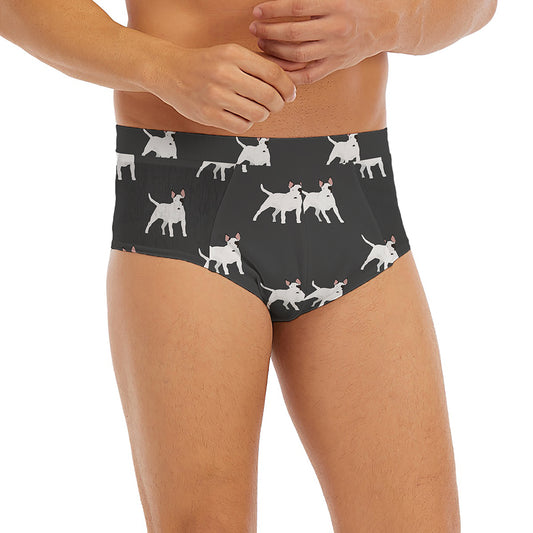 Black Bull Terrier Pattern Print Men's Briefs