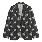Black Bull Terrier Pattern Print Men's Cotton Blazer
