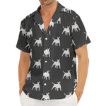 Black Bull Terrier Pattern Print Men's Deep V-Neck Shirt