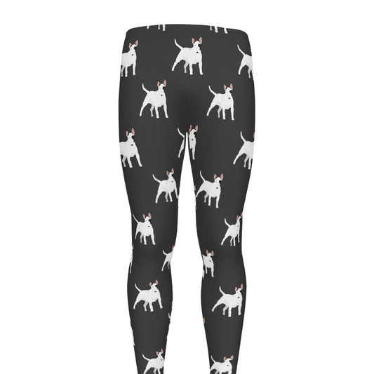 Black Bull Terrier Pattern Print Men's leggings