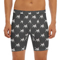 Black Bull Terrier Pattern Print Men's Long Boxer Briefs