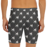 Black Bull Terrier Pattern Print Men's Long Boxer Briefs