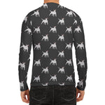 Black Bull Terrier Pattern Print Men's Long Sleeve Rash Guard