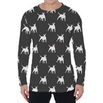 Black Bull Terrier Pattern Print Men's Long Sleeve T-Shirt