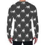 Black Bull Terrier Pattern Print Men's Long Sleeve T-Shirt
