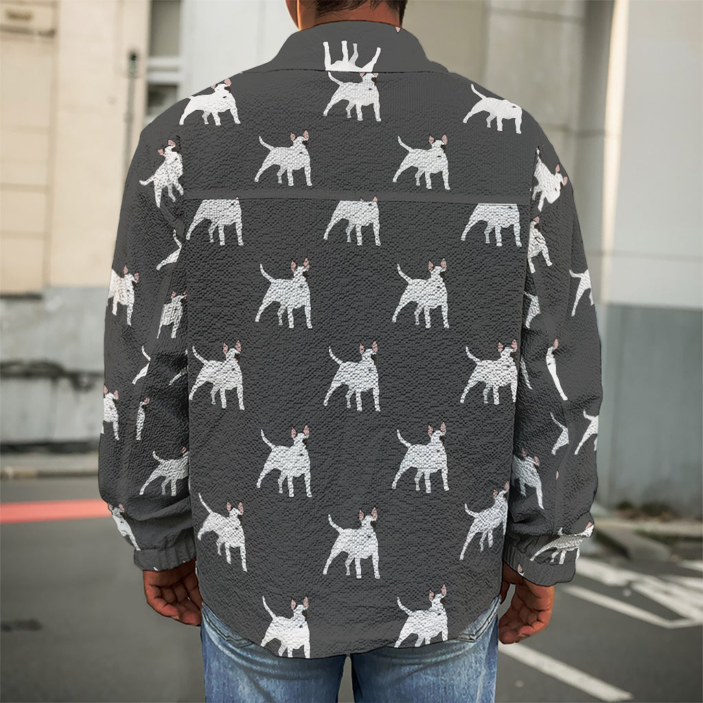 Black Bull Terrier Pattern Print Men's Shirt Jacket