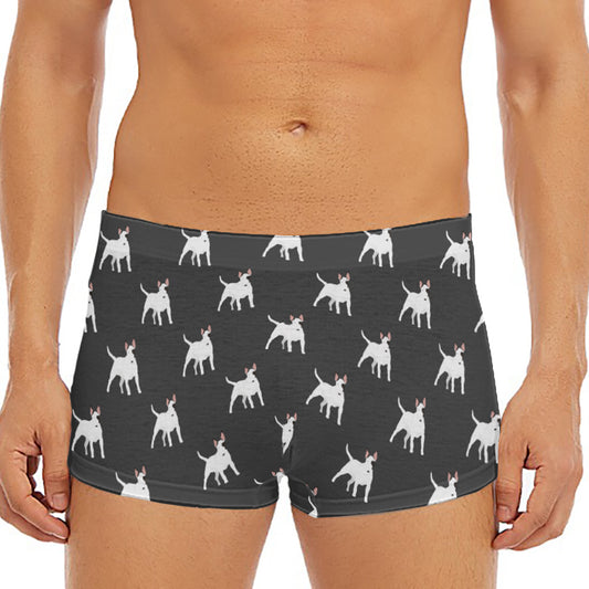 Black Bull Terrier Pattern Print Men's Short Boxer Briefs