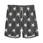 Black Bull Terrier Pattern Print Men's Sports Shorts