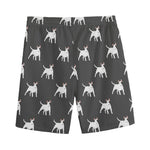Black Bull Terrier Pattern Print Men's Sports Shorts