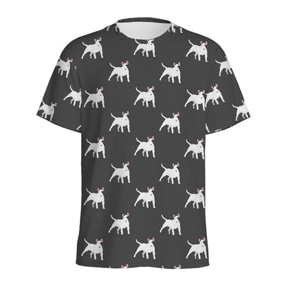 Black Bull Terrier Pattern Print Men's Sports T-Shirt