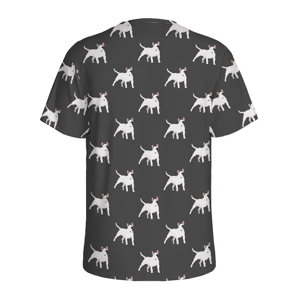 Black Bull Terrier Pattern Print Men's Sports T-Shirt