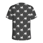 Black Bull Terrier Pattern Print Men's Sports T-Shirt