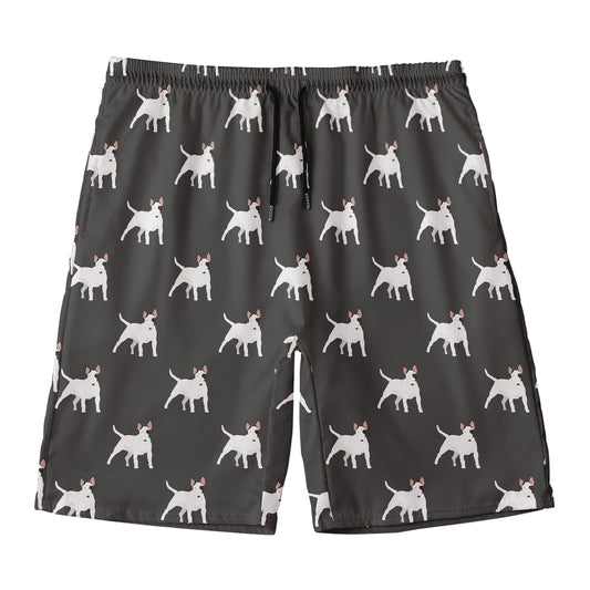 Black Bull Terrier Pattern Print Men's Swim Trunks