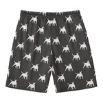 Black Bull Terrier Pattern Print Men's Swim Trunks
