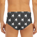 Black Bull Terrier Pattern Print Men's Triangle Swim Briefs