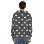 Black Bull Terrier Pattern Print Men's Velvet Pullover Hoodie