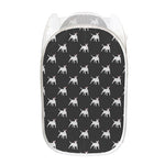 Black Bull Terrier Pattern Print Mesh Laundry Hamper