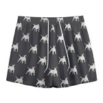 Black Bull Terrier Pattern Print Mesh Shorts