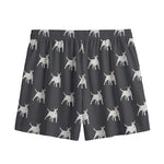 Black Bull Terrier Pattern Print Mesh Shorts