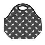 Black Bull Terrier Pattern Print Neoprene Lunch Bag