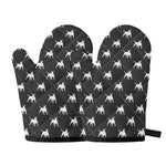 Black Bull Terrier Pattern Print Oven Mitts