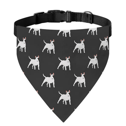 Black Bull Terrier Pattern Print Over The Collar Dog Bandana