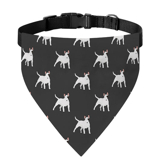 Black Bull Terrier Pattern Print Over The Collar Dog Bandana