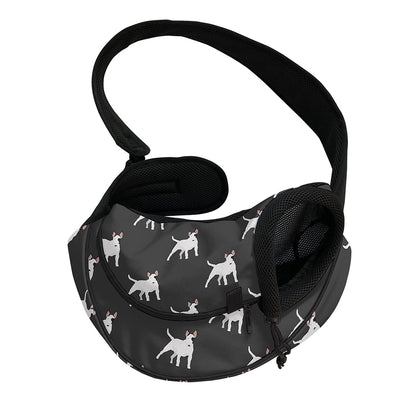Black Bull Terrier Pattern Print Pet Sling Carrier