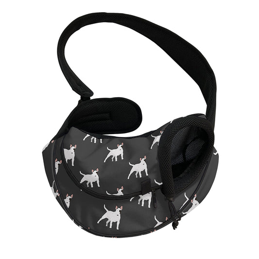 Black Bull Terrier Pattern Print Pet Sling Carrier