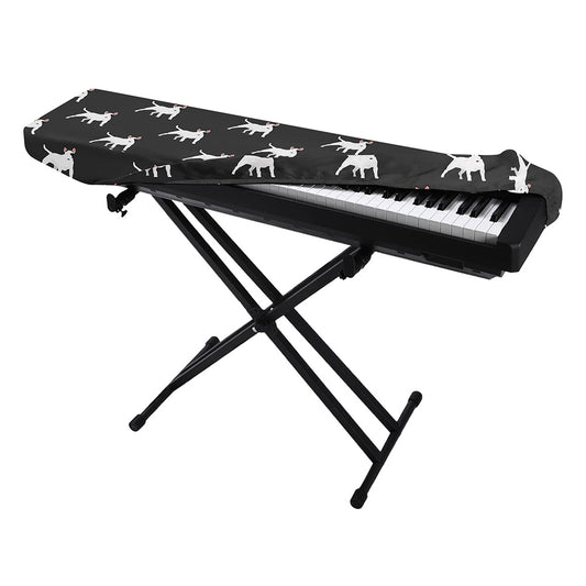 Black Bull Terrier Pattern Print Piano Keyboard Cover