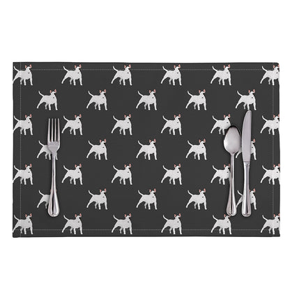 Black Bull Terrier Pattern Print Placemat