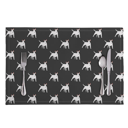 Black Bull Terrier Pattern Print Placemat