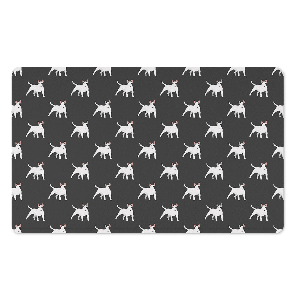 Black Bull Terrier Pattern Print Polyester Doormat