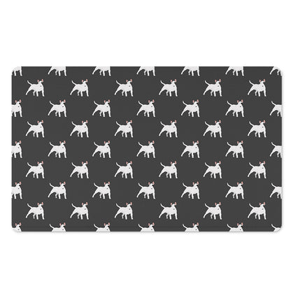 Black Bull Terrier Pattern Print Polyester Doormat