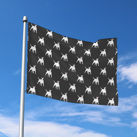 Black Bull Terrier Pattern Print Polyester Flag