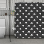 Black Bull Terrier Pattern Print Polyester Shower Curtain