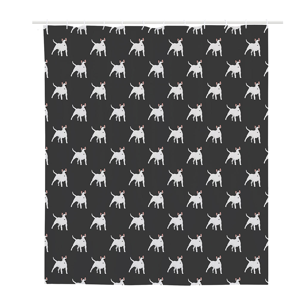 Black Bull Terrier Pattern Print Polyester Shower Curtain