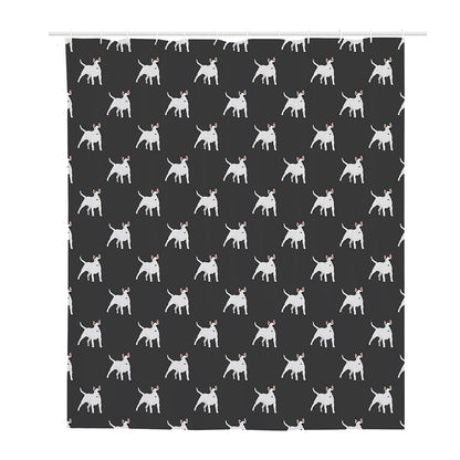 Black Bull Terrier Pattern Print Polyester Shower Curtain