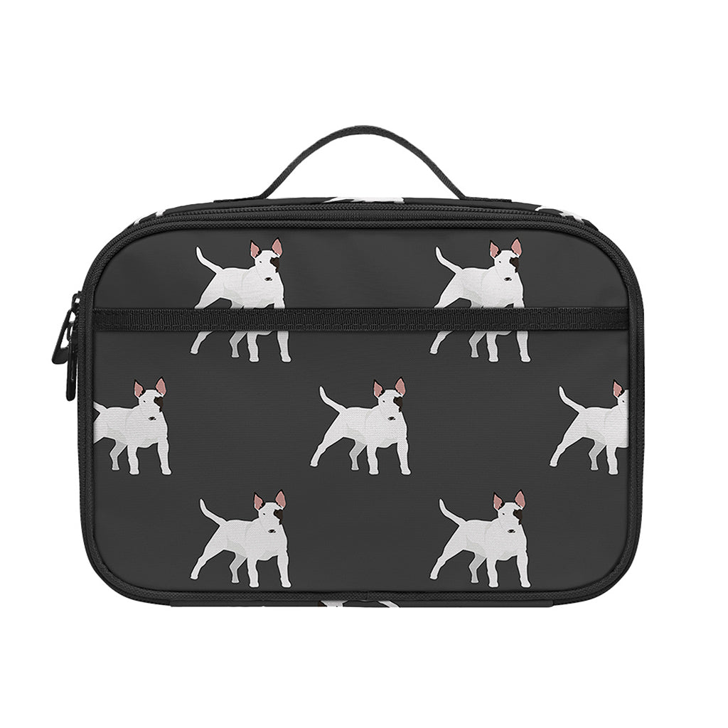 Black Bull Terrier Pattern Print Portable Lunch Bag