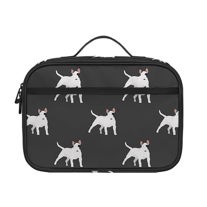 Black Bull Terrier Pattern Print Portable Lunch Bag
