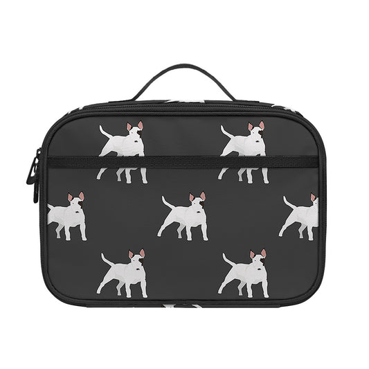Black Bull Terrier Pattern Print Portable Lunch Bag