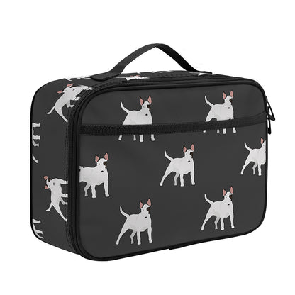 Black Bull Terrier Pattern Print Portable Lunch Bag