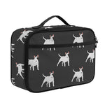 Black Bull Terrier Pattern Print Portable Lunch Bag