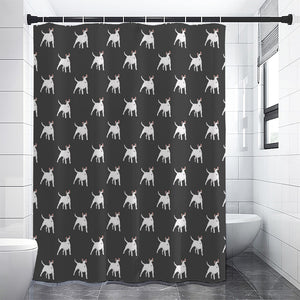 Black Bull Terrier Pattern Print Premium Shower Curtain