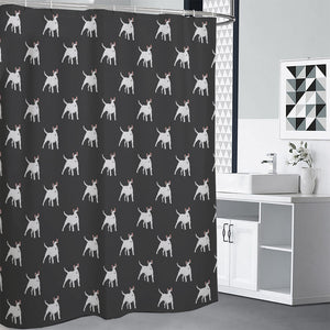 Black Bull Terrier Pattern Print Premium Shower Curtain