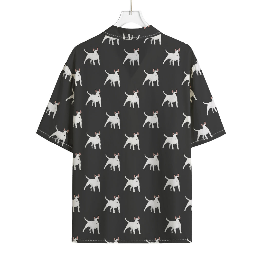 Black Bull Terrier Pattern Print Rayon Hawaiian Shirt