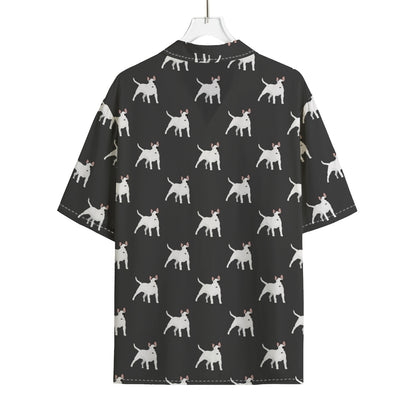 Black Bull Terrier Pattern Print Rayon Hawaiian Shirt