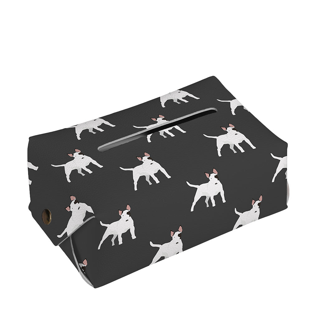 Black Bull Terrier Pattern Print Rectangle Tissue Box Cover