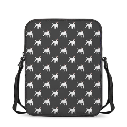 Black Bull Terrier Pattern Print Rectangular Crossbody Bag