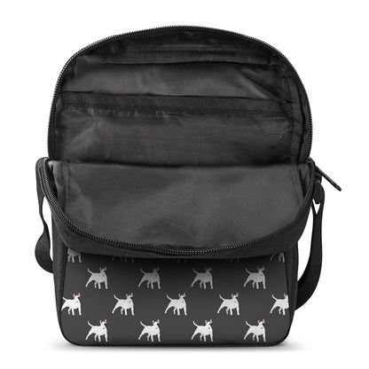 Black Bull Terrier Pattern Print Rectangular Crossbody Bag